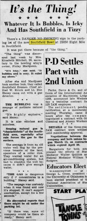 Southfield Bowl - May 1959 Smoking Ban Due To Methane (newer photo)